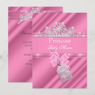 Convites Chá de Bebê Princesa Menina Rosa "É uma Menina"