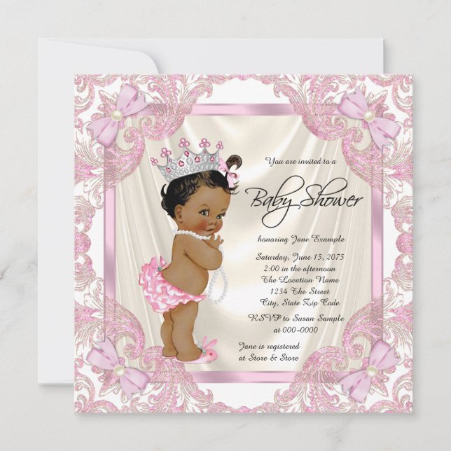 Convites Chá de Bebê Princesa Pérola (Frente)
