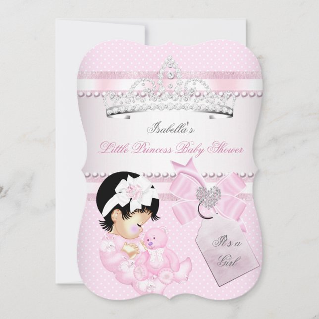 Convites Chá de Bebê Princesa Pretty Baby Shower Coroa de M (Frente)
