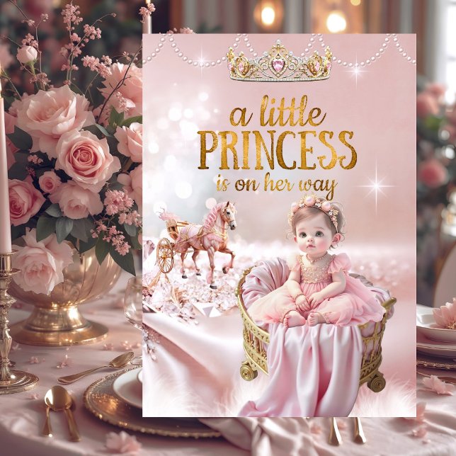Convites Chá de Bebê Princesa Rosa Carruagem Berço (Criador carregado)