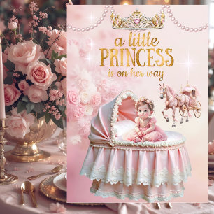 Convites Chá de Bebê Princesa Rosa Carruagem Berço
