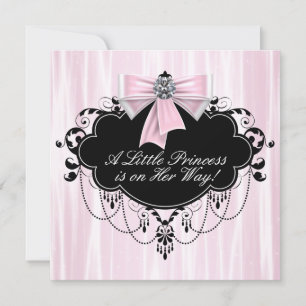 Convites Chá de Bebê Princesa Rosa e Preto