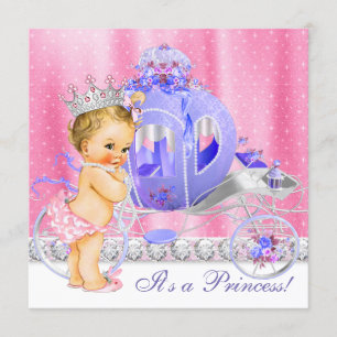Convites Chá de Bebê Princesa Rosa e Roxo