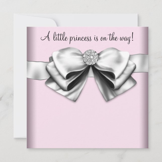 Convites Chá de Bebê Princesa Rosa Elegante (Frente)