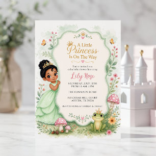 Convites Chá de Bebê Princesa Sapo Aquarela