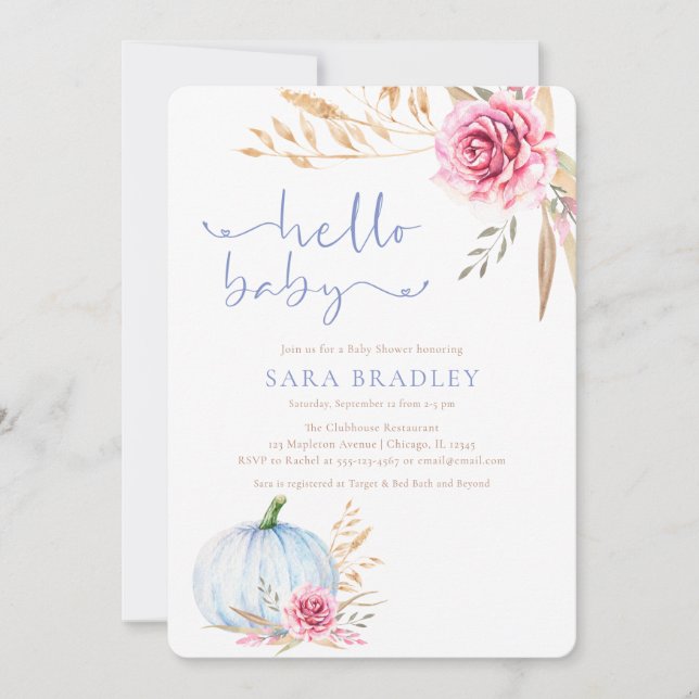 Convites Chá de bebê Pumpkin no outono russo (Frente)