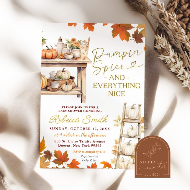 Convites Chá de Bebê Pumpkin Spice e Tudo Mais Adorável (Criador carregado)