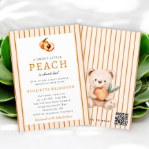Chá de Bebê QR RSVP Doce Pequena Pêssego