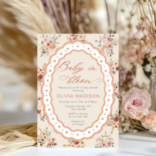 Convites Chá de Bebê Quadro Floral