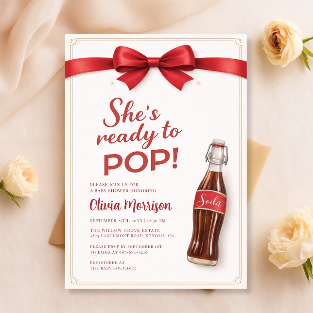 Convites Chá de Bebê Ready to Pop Soda Arco Vermelho (Criador carregado)