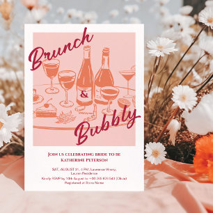 Convites Chá de Bebê Retro Amarelo “Brunch & Bubbly”