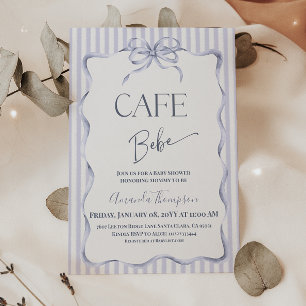 Convites Chá de Bebê Retro Café Azul Bebê Menino
