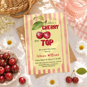 Convites Chá de Bebê Retro Cherry Cafe
