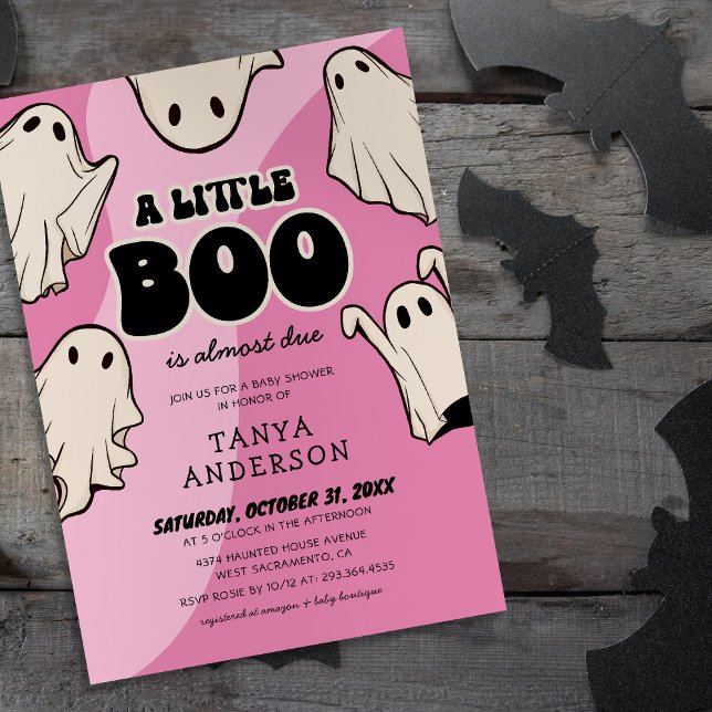 Convites Chá de Bebê Retrô de Halloween Little Boo (Criador carregado)