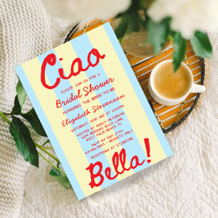 Convites Chá de Bebê Retro Manuscrito Pôr do Sol Italiano