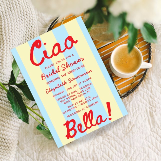 Convites Chá de Bebê Retro Manuscrito Pôr do Sol Italiano (Criador carregado)