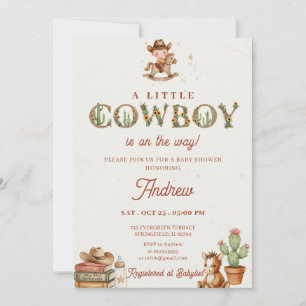 Convites Chá de Bebê Rodeio Western Cowboy Pessoal