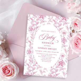 Convites Chá de Bebê Romântico Boho Bege Rosa Flores Rosas