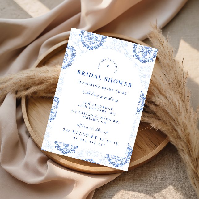 Convites Chá de Bebê Romântico em Toile Azul (Criador carregado)