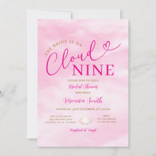 Convites Chá de Bebê Romântico Rosa Elegante Nove Nuvens