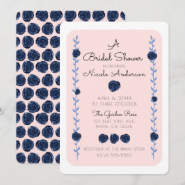 Convites Chá de Bebê Rosa Azul Aquarela Rosa Cottage Noiva