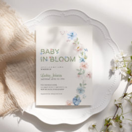 Convites Chá de Bebê Rosa Azul Pastel Primavera Bebê em Flo