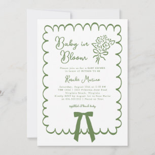 Convites Chá de Bebê Rosa Bebê em Flor Desenho Coquete