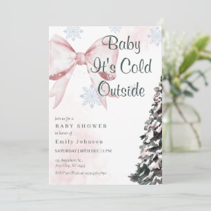 Convites Chá de Bebê Rosa Bebê Está Frio Lá Fora Menina