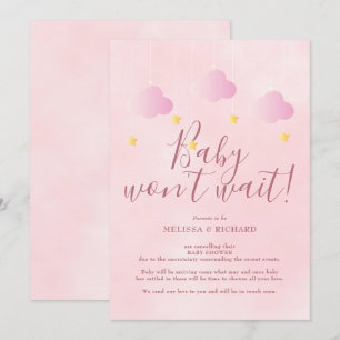 Convites Chá de Bebê Rosa Bebê Menina Baby Não Vai Esperar