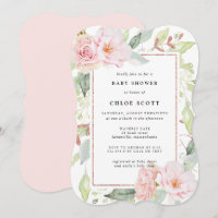 Chá de Bebê Rosa Bege Dourado Floral