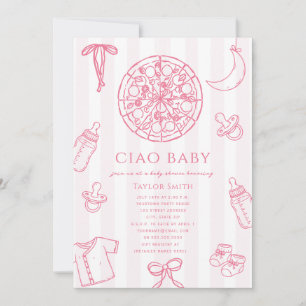 Convites Chá de Bebê Rosa Ciao Baby Menina Pizza