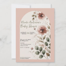 Chá de Bebê Rosa do Deserto e Floral Verde