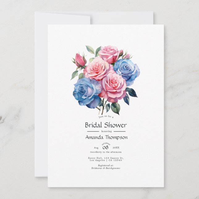 Convites Chá de Bebê Rosa e Azul Floral (Frente)