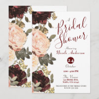 Chá de Bebê Rosa Marrom Floral Folhagens Folhas Ca