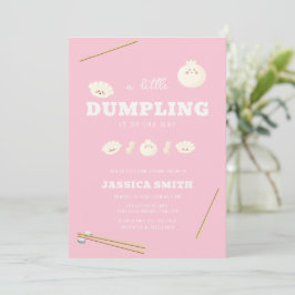 Convites Chá de Bebê Rosa Moderno Kawaii Bao Dumpling 