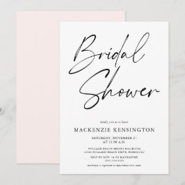 Convites Chá de Bebê Rosa Moderno Minimalista Elegante