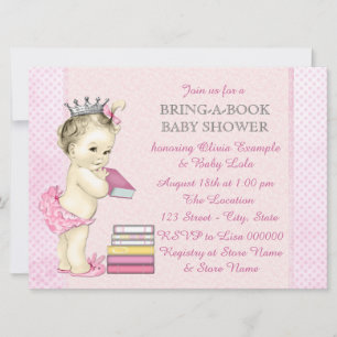 Convites Chá de Bebê Rosa Traga um Livro