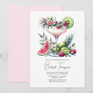 Convites Chá de Bebê Rosa Tropical Floral Cor de Rosa Brida