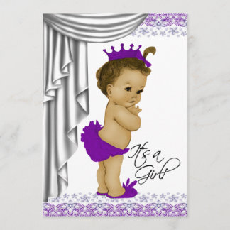 Convites Chá de Bebê Roxo e Cinza Doce Bebê