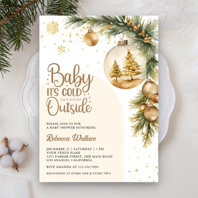 Convites Chá de Bebê Rústico Boho Neutro de Natal de Invern (Criador carregado)