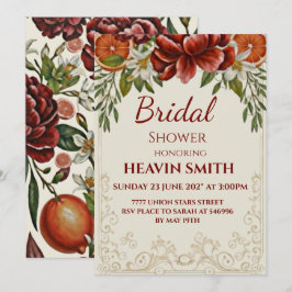 Convites Chá de Bebê Rústico com Citrinos e Florais de Buru