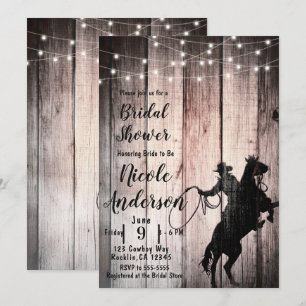 Convites Chá de Bebê Rústico de Madeira Country Cowboy