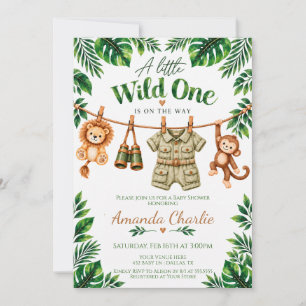 Convites Chá de Bebê Safari Bebê Selvagem em Aquarela