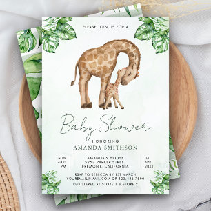Convites Chá de Bebê Safari da Mamãe e do Bebê Girafa