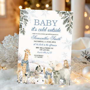 Convites Chá de Bebê Safari de Inverno Baby It's Cold Outsi