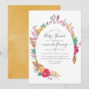 Convites Chá de Bebê Safari Floral em Aquarela