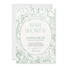 Chá de Bebê Safari Verde Sage Toile de Jouy