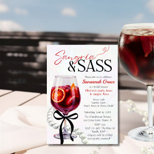 Convites Chá de Bebê Sangria & Sass Pérolas e laço