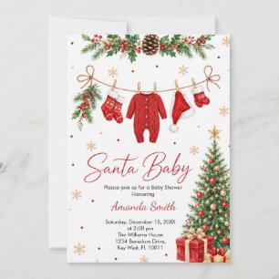 Convites Chá de Bebê Santa Baby Roupas de Natal