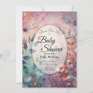 Convites Chá de Bebê Secret Garden em Brilho Noturno